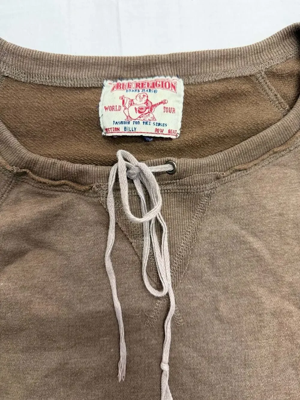 True Religion Billy Collection Brown Sweatshirt with Denim Pockets